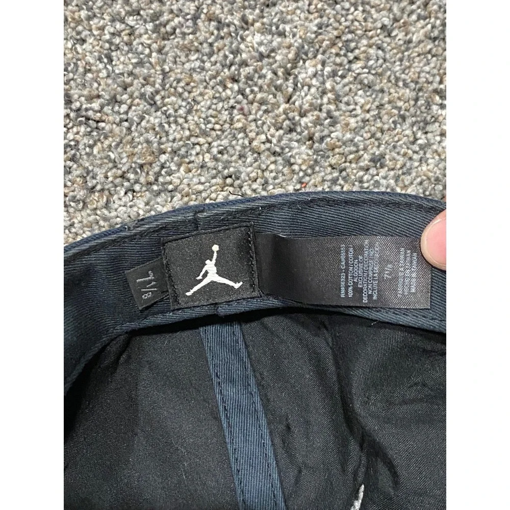 Jordan Fitted Hat Mens 7 1/8 Navy Good Jumpman Logo Flat Brim Baseball Cap